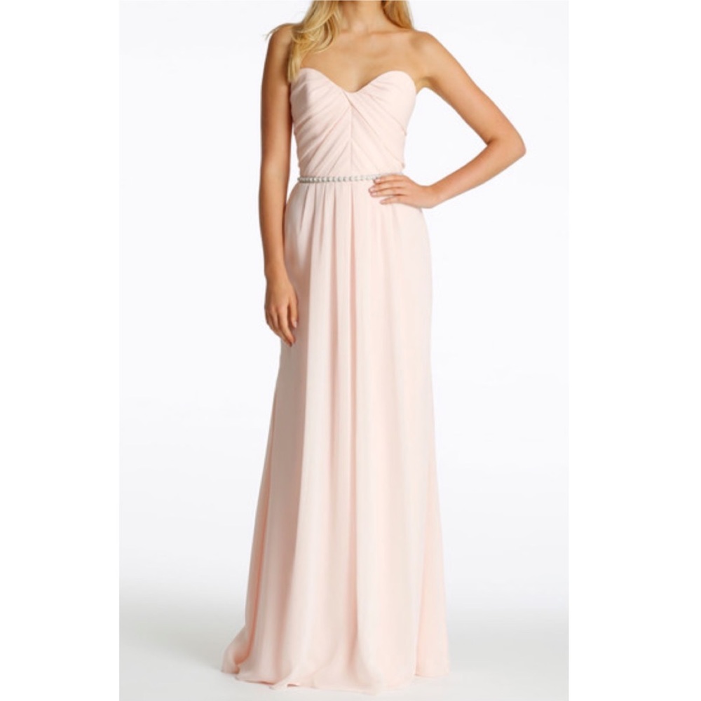 NWT Hayley Paige Strapless Sweetheart Chiffon Dress Size 4